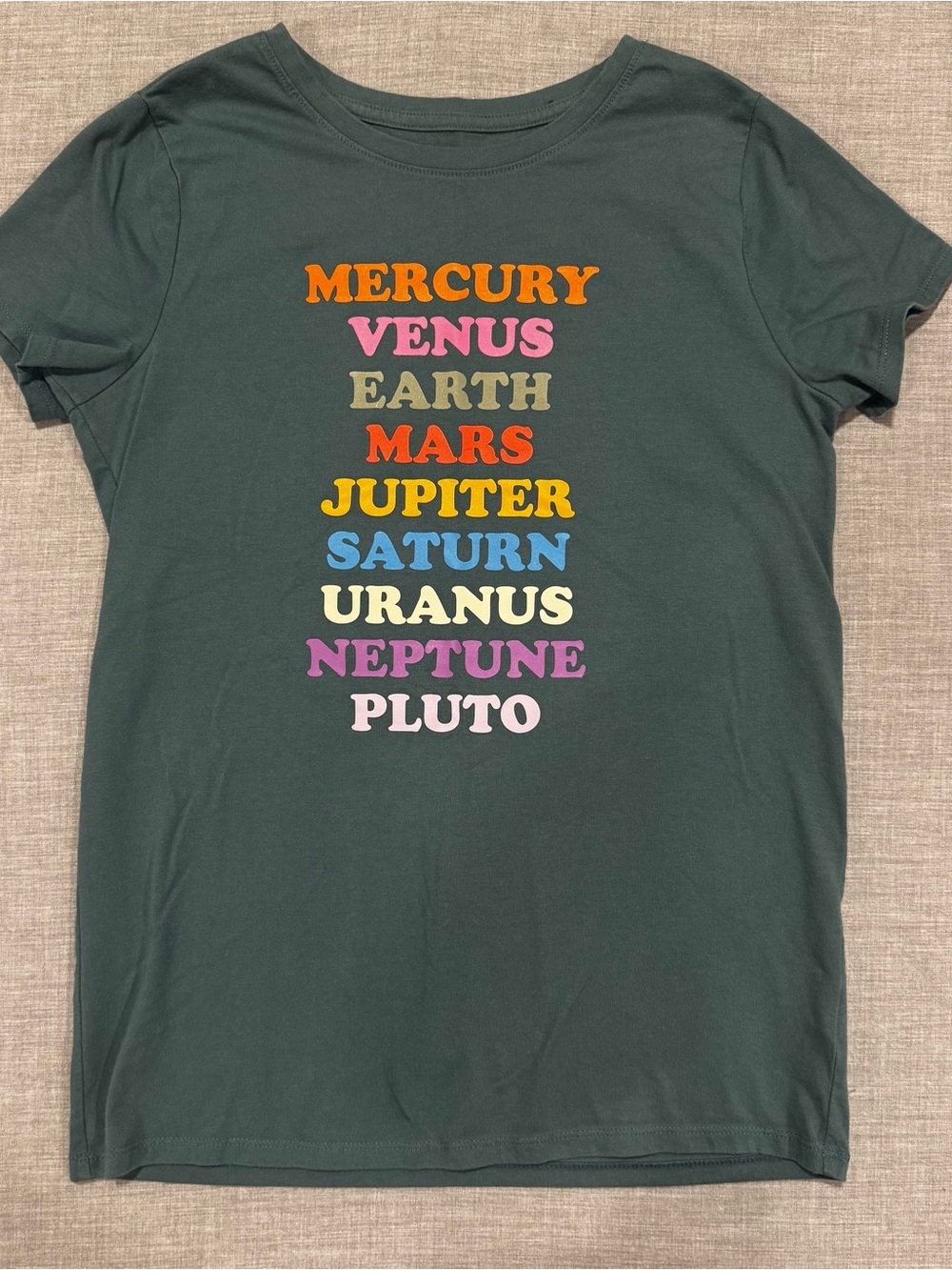 Cat & Jack Girls Green Planet Solar System Graphic T-Shirt XL 14/16 STEM Tee